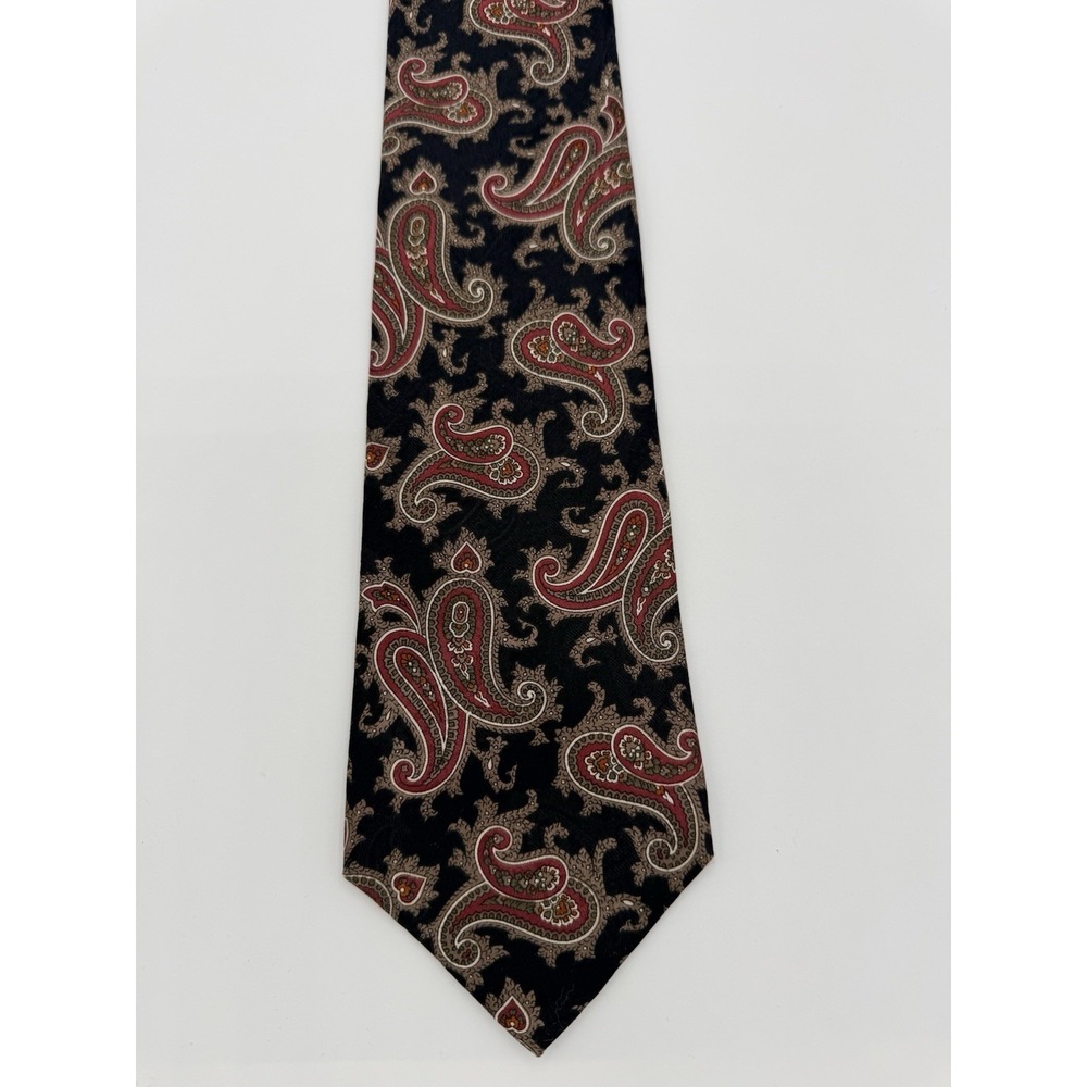 Windsor‎ Shirt Company Paisley Tie Black Red Gold 57" x 3.5" Classic